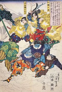 Kamp i snø mellom menn i pels av Japanese School