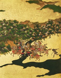 Slaget ved Hogen i 1156, Momoyama-perioden (1568-1615) (blekk på papir) av Japanese School