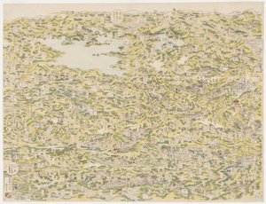 Fugleperspektiv av Kiso-motorveien fra Edo til Kyoto, 1819 av Japanese School
