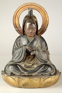 Buddhistisk abbed (lakkert tre) av Japanese School