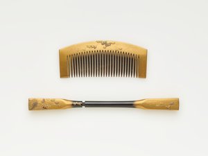 Kam og hårnål, midten av 1800-begynnelsen av 1900-tallet (tre med lakk og gull) av Japanese School