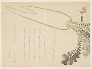 Daikon reddik, januar 1864 (farget treblokktrykk) av Japanese School