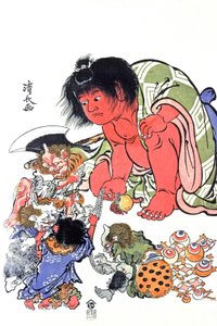 Demoner, midten av 1800-tallet (trykk) av Japanese School