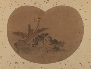 Viftemaleri av en frosk (verso) (blekk og farge på papir) av Japanese School