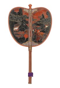 Gunbai, krigsfan, Edo Period (perlemor på rød lakkbakke) av Japanese School