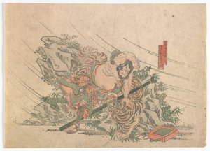 Heroes of the Water Margin, Edo-perioden, ca. 1830-tallet (treblokktrykk i farger) av Japanese School