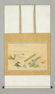 Hus i landskap, tidlig 1700-tall (blekk og farge på papir) av Japanese School