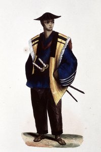 Japansk offiser, 1860 (gravering) av Japanese School