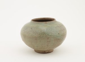 Krukke med stemplet og slip-inlay dekor, 1610-1630 av Japanese School
