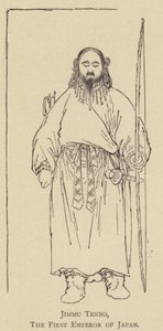 Jimmu Tenno, den første keiseren av Japan (litho) av Japanese School
