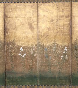 Moon In Musashi Plain (farge og gull på papir) av Japanese School