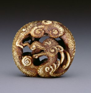 Netsuke som viser en vanndrage, ca. 1870-80 (hjort-gevir) av Japanese School