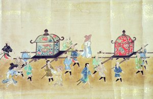 En del av den sjette koreanske ambassaden til Japan på tidspunktet for arvefølgen i Tokugawa Ietsuna i 1651, muligens av Kano Masanobu (1625-94) 1655-57 (rullemaleri) (se også 120822 og 120823) av Japanese School