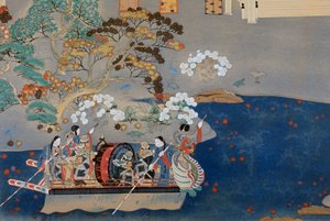 Robåt, illustrasjon for Eiga Monogatari (Story of Splendor), av Akazome Emon (ca 956-1041). Japan av Japanese School