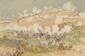 Russisk motangrep på vår posisjon i Chien-shan (chromolitho) av Japanese School