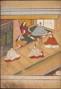 Sittende japanske adelsmenn, illustrasjon fra 