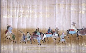 Sjette koreanske ambassade til Japan i Meireki 1 på tidspunktet for Tokugawa Ietsunas arvefølge i 1651, muligens av Kano Masunobu (1625-94) (rullemaleri) (detalj) (se også 120832) av Japanese School