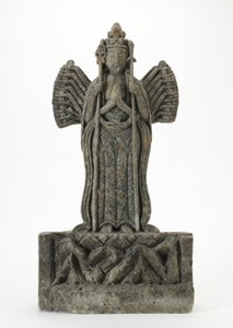 Statuett (grov grå stein)