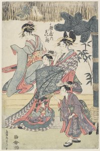 Den prostituerte Hana?gi fra ?giya-huset, ca. 1796-97 (treblokktrykk i farger) av Japanese School