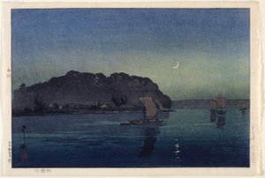 Tonegawa River (farget treblokktrykk) av Japanese School