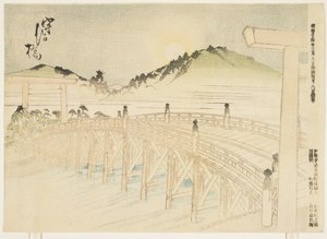 Uji-bashi, mars 1891 (farget treblokktrykk) av Japanese School