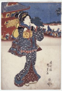 Uten tittel (A Woman Traveling) (fargetresnitt) av Japanese School