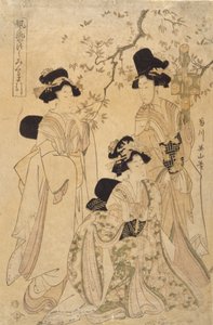 Uten tittel (Tre kvinner) (treblokktrykk i farger) av Japanese School