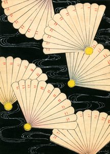 Hvite vifter på svart bakgrunn av Japanese School