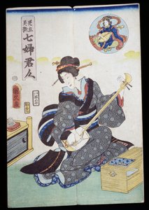 Kvinne som spiller shamisen av Japanese School
