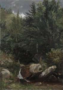 Trær og en bekk på en åsside, 1853.