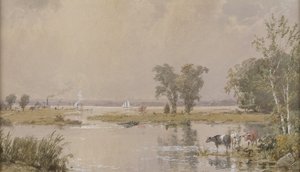 Hackensack Meadows, 1890. av Jasper Francis Cropsey