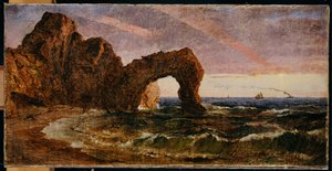 Solnedgang ved Etretat, 1894 av Jasper Francis Cropsey