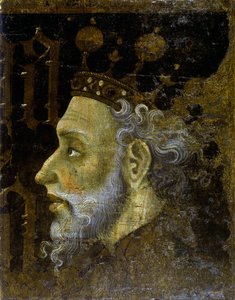 Alfonso V av Aragon dit le Magnanime - Alfonso V (1396-1458), konge av Aragon - Maleri av Jaume (Jaime) Mateu (1382-1452) - 1427 - Tempera på panel - 56,3x45,3 - Nasjonalmuseet for kunst i Catalonia , Barcelona