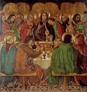 La cene - Nattverden - Maleri av Jaume (Jaime) Huguet (1412-1492) - 1465-1470 - Tempera på panel - 170x161 - Museu Nacional d'Art de Catalunya, Barcelona