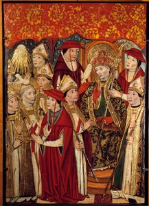 Valget av Saint Fabien til Papaute (236 til 250). Maleri av Jaime Huguet (1415-1492) av Jaume Huguet