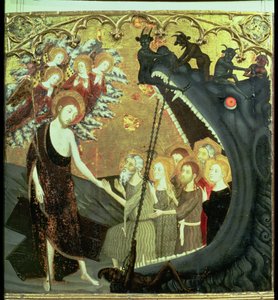 Panel av nedstigningen til Limbo, fra altertavlen til klosteret Santo Sepulchro, Zaragoza (tempera på panel)