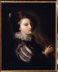 ""The Young Page With A Mirliton"" (Page With A Reed Pipe) Maleri av Jean Alexis Grimou (1678-1733) 1700-tallet. Rokokko. Olje på lerret. Pushkin-museet i Moskva