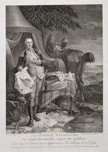 General Washington, Lest the Republic should ta any skade, gravert av Noël Le Mire (1724-1801), ca. 1785 (gravering) av Jean Baptiste (after) Le Paon