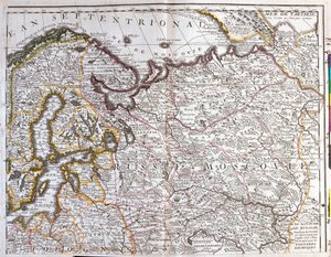 Kart over Moskva (Russland), kongeriket Sverige, de baltiske provinsene og en del av Polen (radering