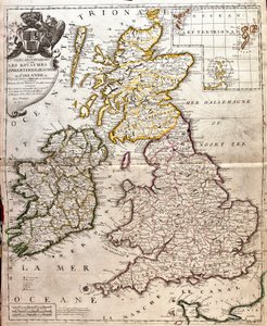 Kart over kongedømmene England, Skottland og Irland (Storbritannia) (Gravering