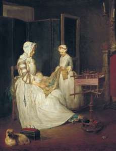 The Diligent Mother, ca. 1740 (olje på lerret) av Jean Baptiste Simeon Chardin