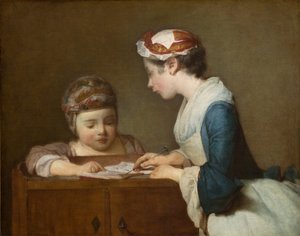 The Little Schoolmistress, etter 1740 (olje på lerret) av Jean Baptiste Simeon Chardin