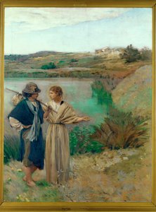 Tobias og engelen (maleri på lerret) av Jean-Charles Cazin