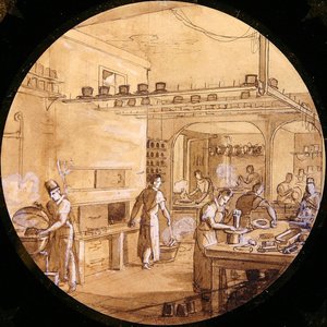 Design for en sevres-plate, fra Service des Arts Industriels (penn og blekk med forhøyning) av Jean Charles Develly