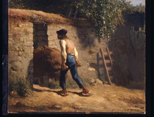 Bonde med trillebår (olje på lerret) av Jean Francois Millet
