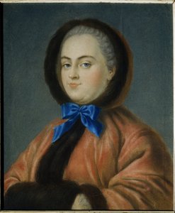 Vinter. Portrett av prinsesse Daria Alexeyevna Golitsyna (1724-1798). (Vinterportrett av prinsesse Daria Alexeyevna Golitsyna). Verk av Jean Francois Samsois (aktiv fra midten av 1700-tallet), pastell på papp av Jean Francois Samsois