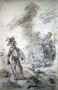 Lidia går videre for å møte Alceste (penn og blekk, kritt og vask på papir) av Jean Honore Fragonard