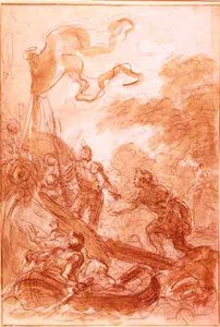 Orlando forlater øya (kritt og vask på papir) av Jean Honore Fragonard