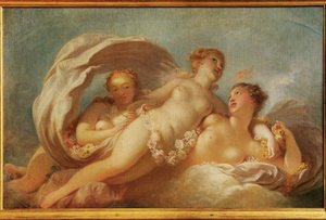 De tre gracene (maleri på lerret) av Jean-Honore Fragonard