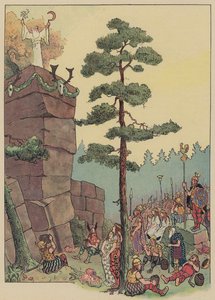 Druider som feirer en festival på Maennelstein, Alsace (farge litho) av Jean Jacques Waltz